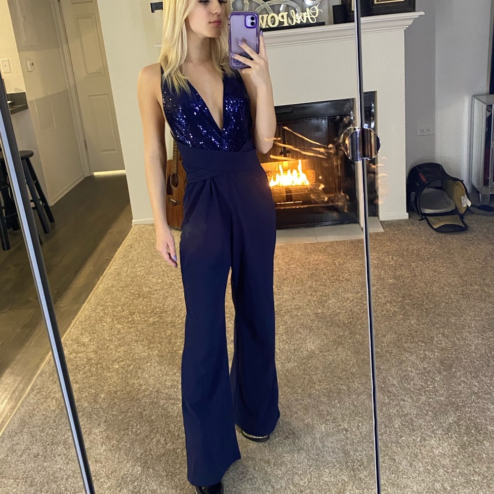 Shein Plunging Neck Crisscross back jumpsuit.